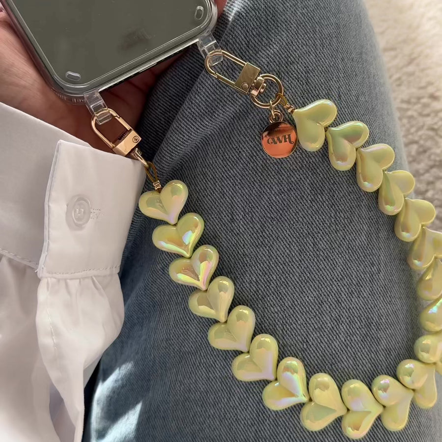 Funky Hearts Charm Cord (Yellow Metallic)