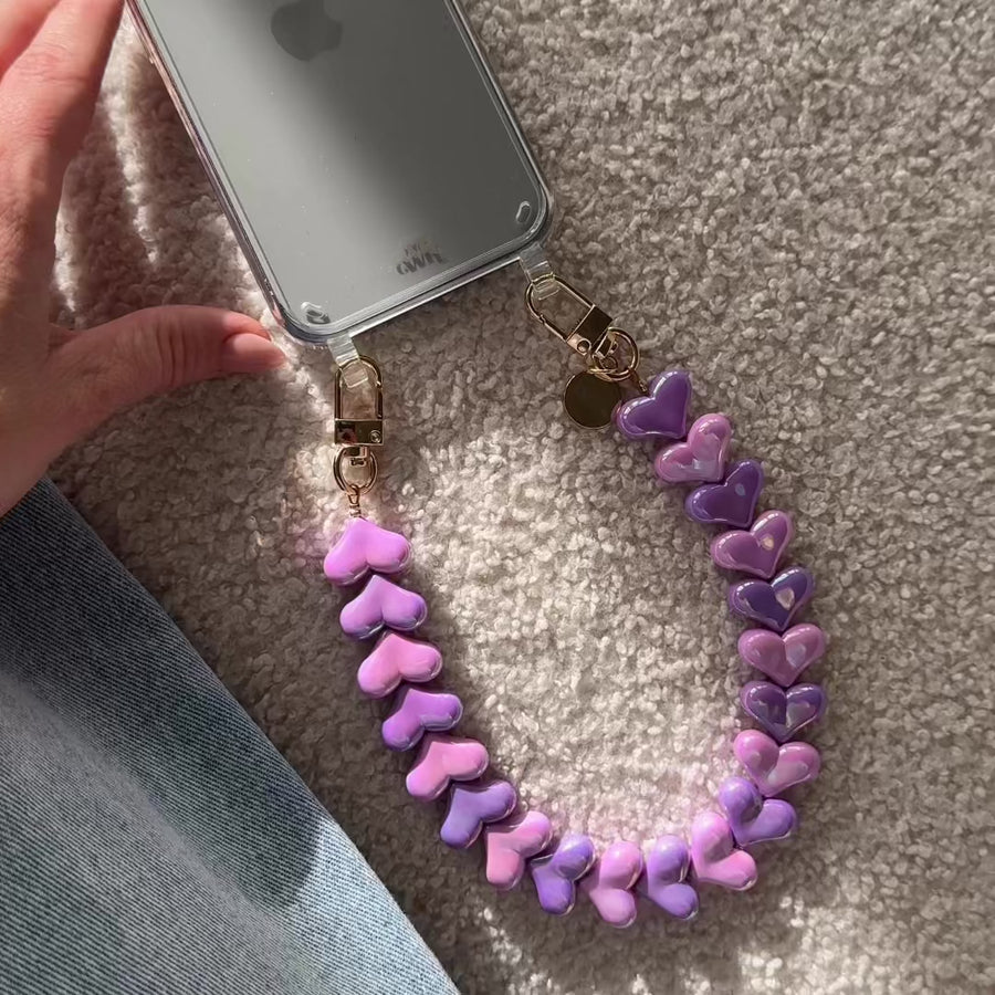 Funky Hearts Charm Cord (Pink & Purple Metallic)