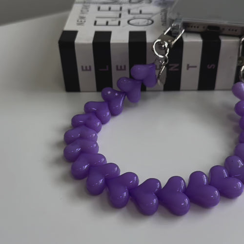 iPhone 17 - Funky Hearts (Purple) Transparant Cord Case