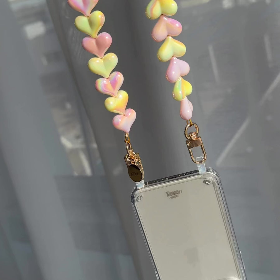 Funky Hearts Charm Cord (Pink & Yellow Metallic)