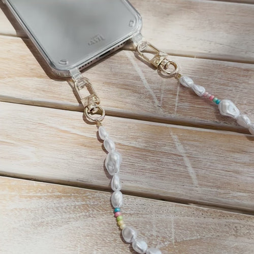 iPhone XS Max - Beachy Vibes Transparant Cord Case - Short Cord