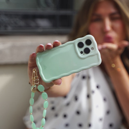 Glossy Wavy Case Sage Sorbet - Ocean Mint Cord (long)