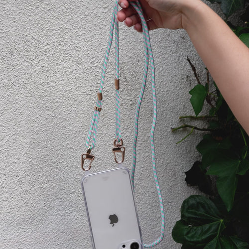 iPhone 17 Air - Aqua Pink Transparant Cord Case