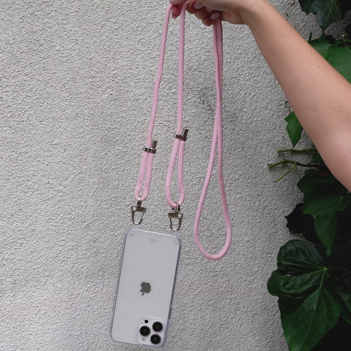 iPhone 13 mini - Pink Cord Transparant Cord Case