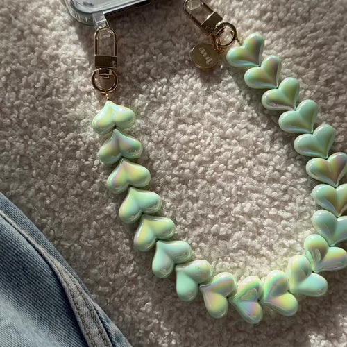Funky Hearts Cord (green metallic)