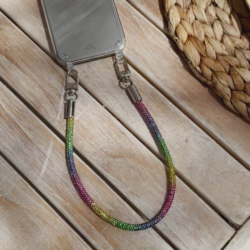 iPhone 15 Pro - Rainbow Diamonds Transparant Cord Case