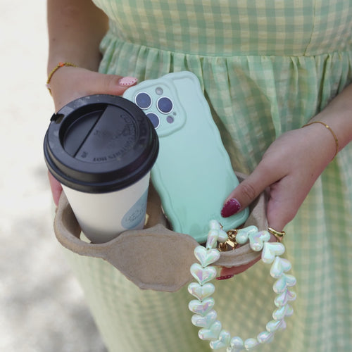 Glossy Wavy Case Sage Sorbet - Funky Hearts Cord - iPhone 17 Pro