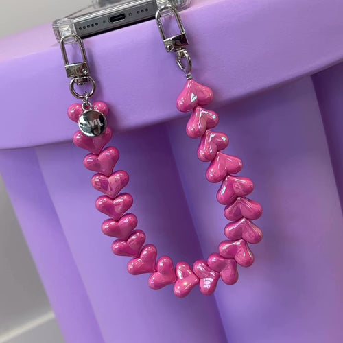 iPhone 11 Pro - Funky Hearts (Fuchia Metal) Transparant Cord Case