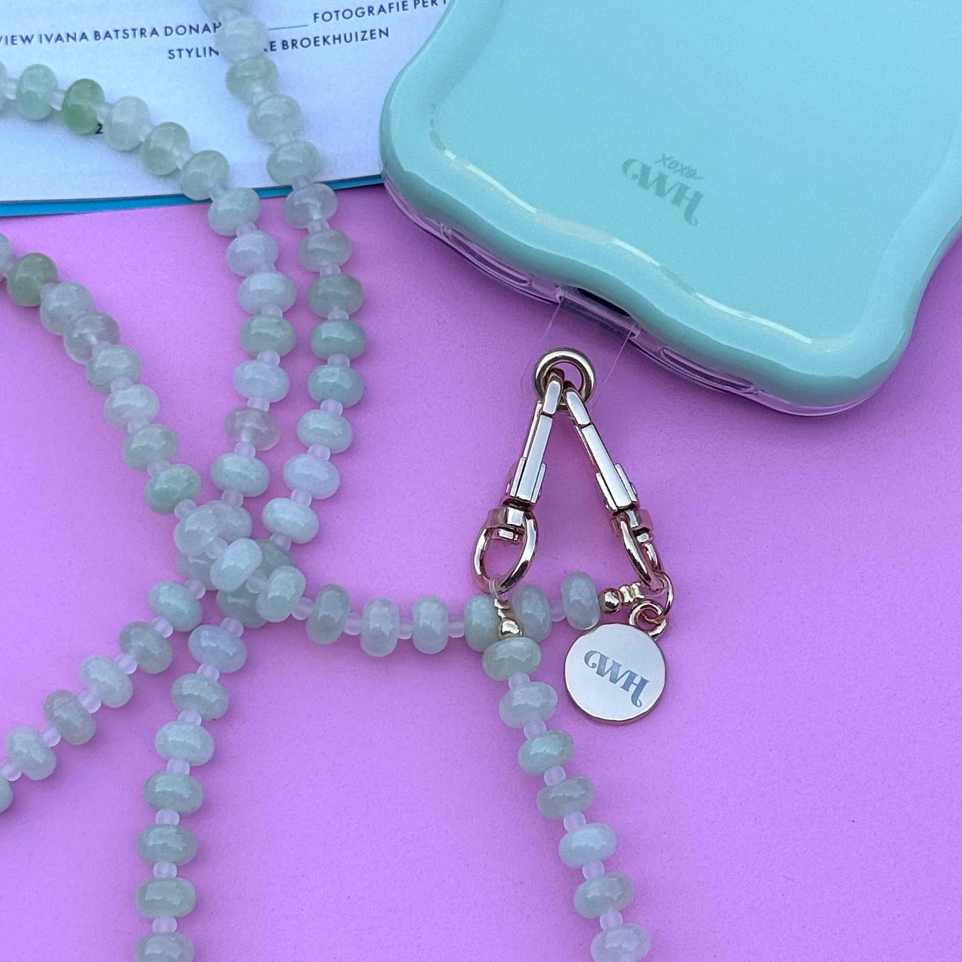 Glossy Wavy Case Sage Sorbet - Dusty Green Cord (long) - iPhone 12