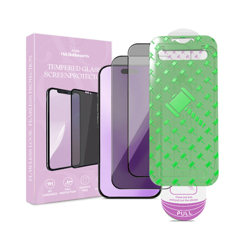 xoxo Wildhearts iPhone 17 Pro Max - Tempered Glass Privacy screenprotector with frame (2-Pack)