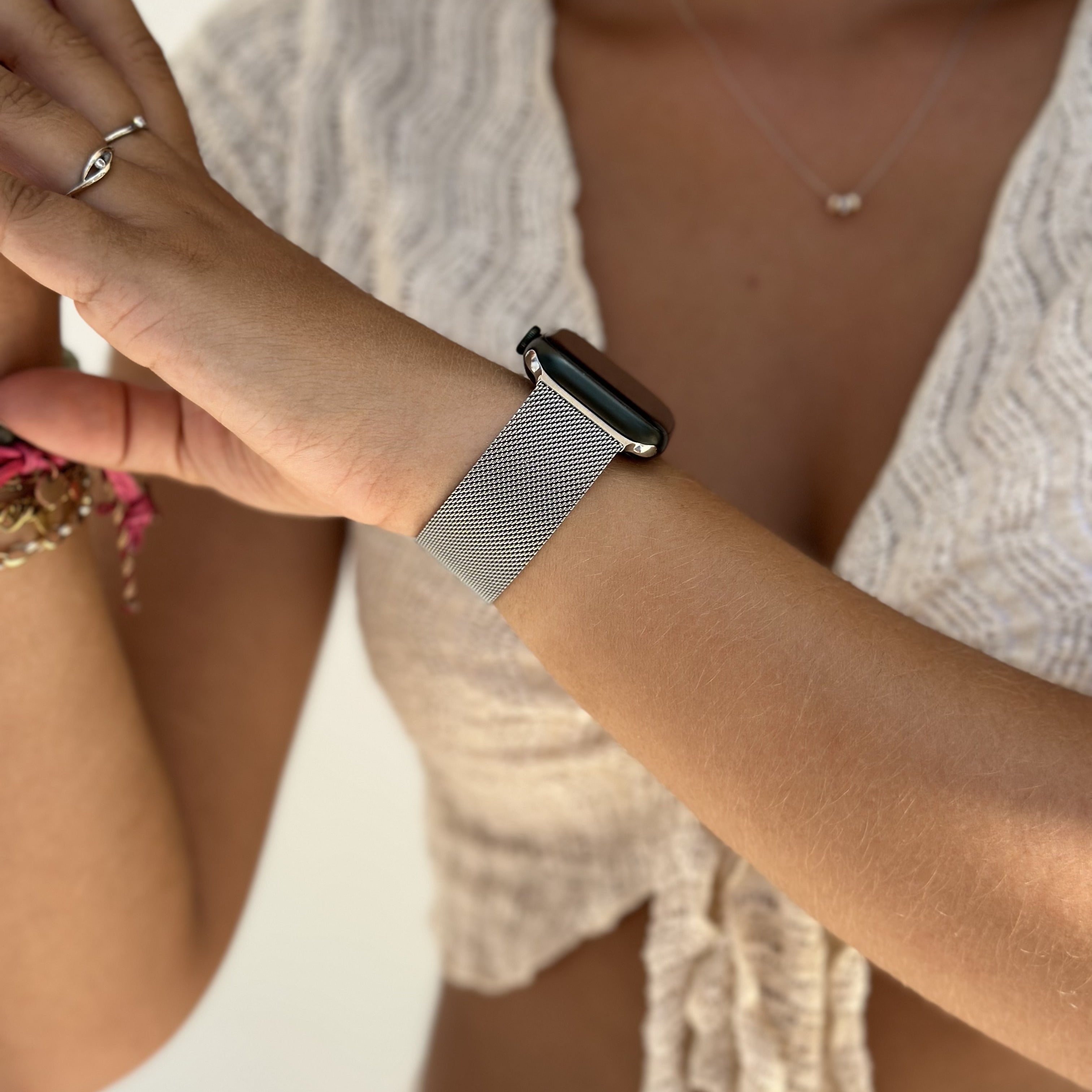 xoxo Wildhearts - Apple Watch Milanees bandje zilver - 38/40/41/42mm