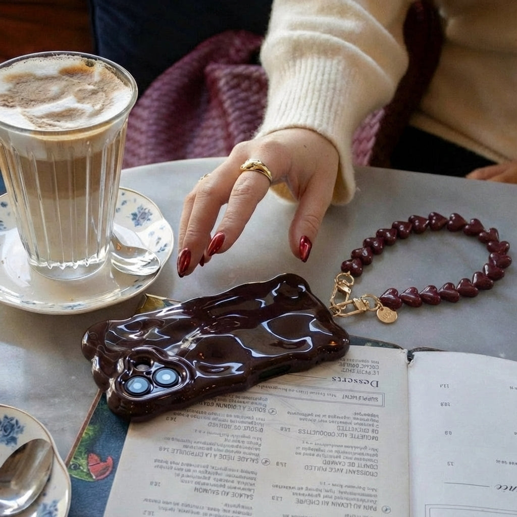 Bubbly case Burgundy - Funky Hearts Cord (Burgundy) - iPhone 16 Pro Max