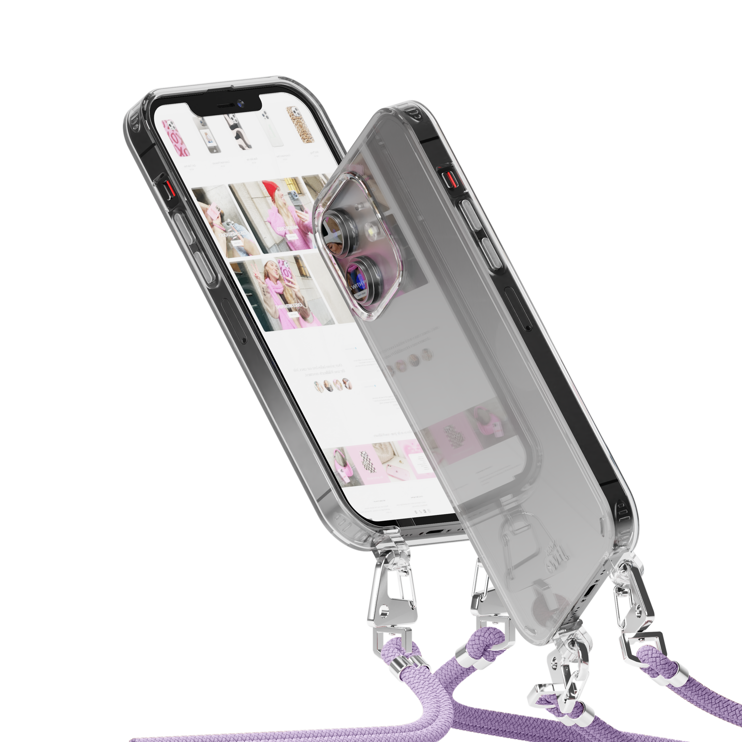 xoxo Wildhearts - iPhone 11 - Wildhearts Transparante case + paarse koord