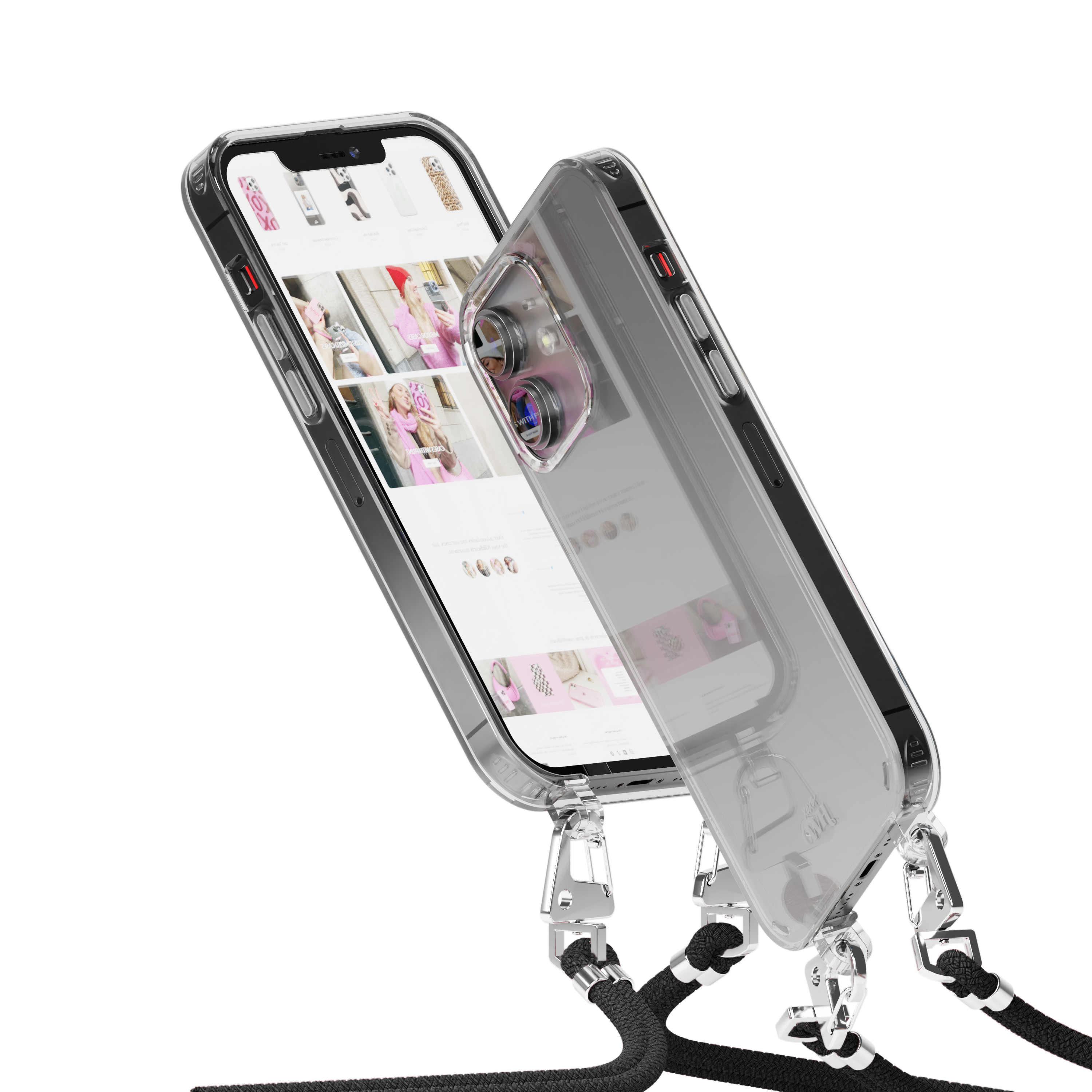 xoxo Wildhearts - iPhone 12 - Wildhearts Transparante case + Zwarte koord