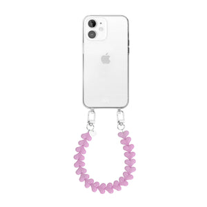 xoxo Wildhearts - iPhone 12 - Funky Hearts (Pink) Transparant Cord Case