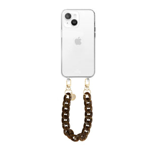 xoxo Wildhearts - iPhone 13 - Brown Chocolate Transparant Cord Case - Short Cord