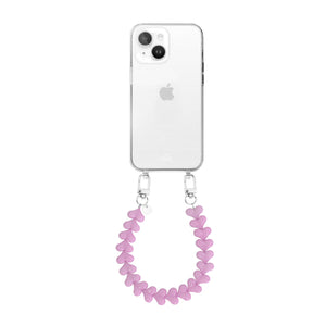 xoxo Wildhearts - iPhone 13 - Funky Hearts (Pink) Transparant Cord Case