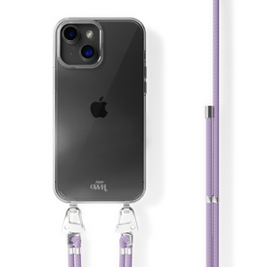 xoxo Wildhearts - iPhone 13 mini - Wildhearts Transparante case + paarse koord