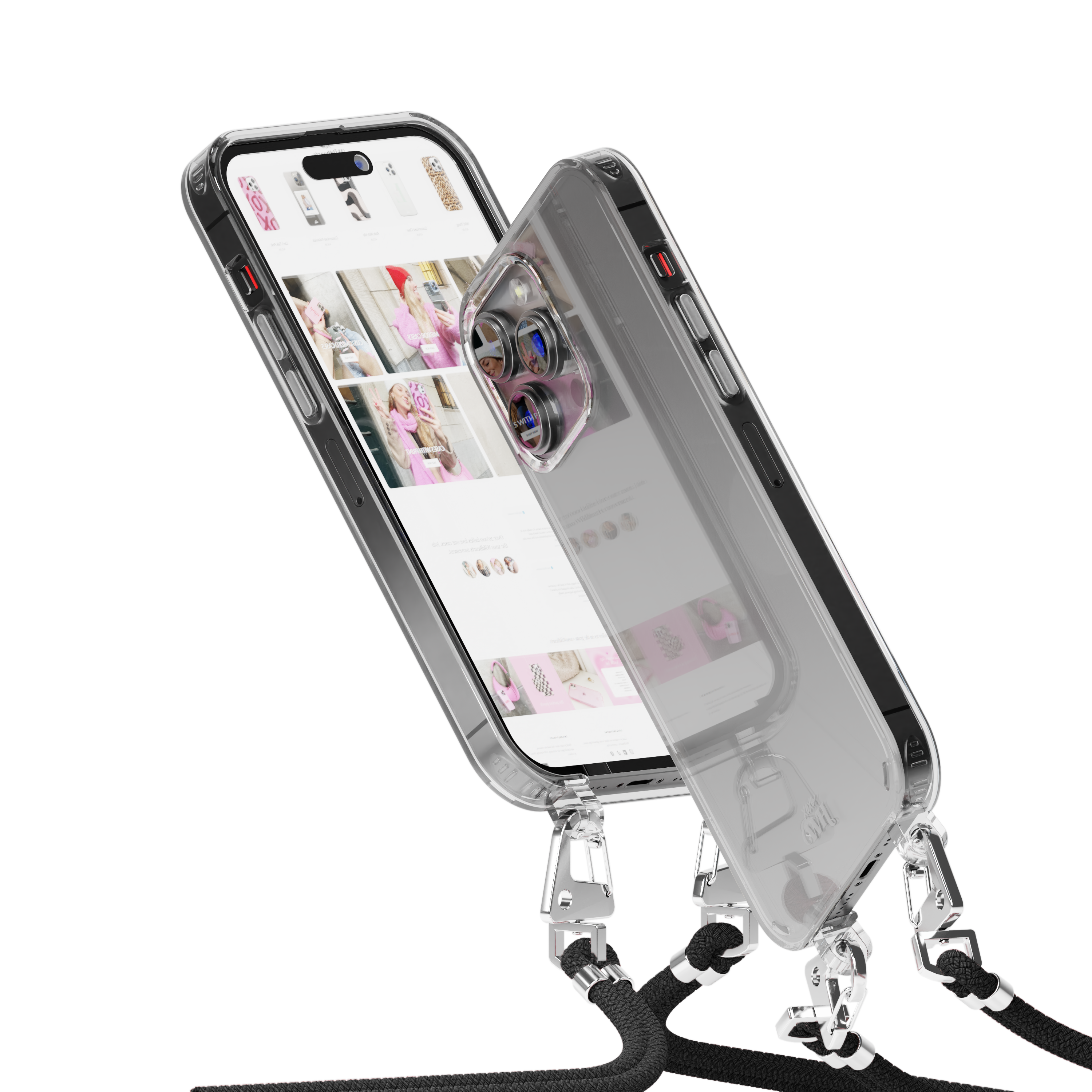 xoxo Wildhearts - iPhone 13 Pro - Wildhearts Transparante case + Zwarte koord