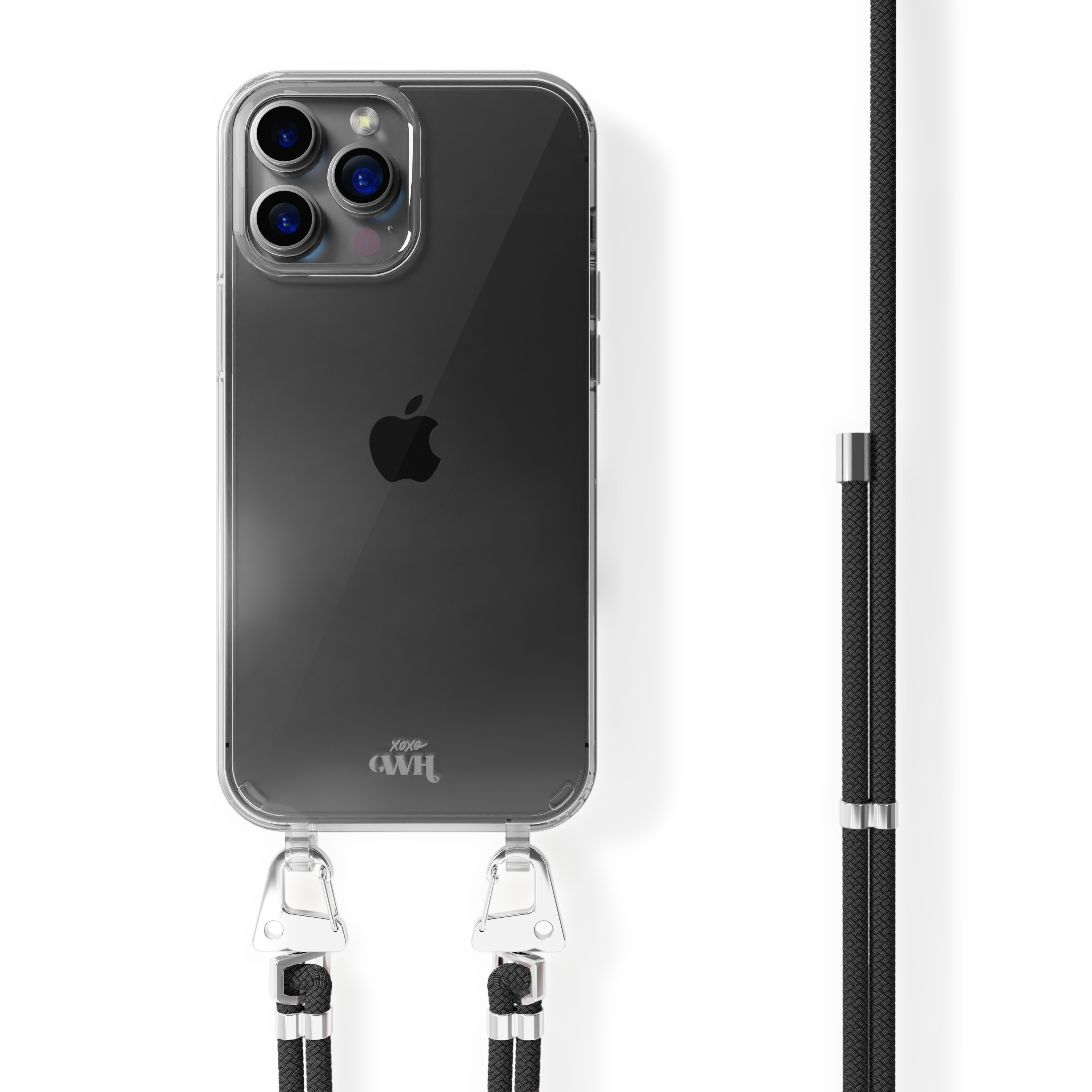 xoxo Wildhearts - iPhone 13 Pro Max - Wildhearts Transparante case + Zwarte koord