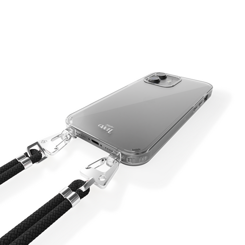 xoxo Wildhearts - iPhone 14 - Wildhearts Transparante case + Zwarte koord