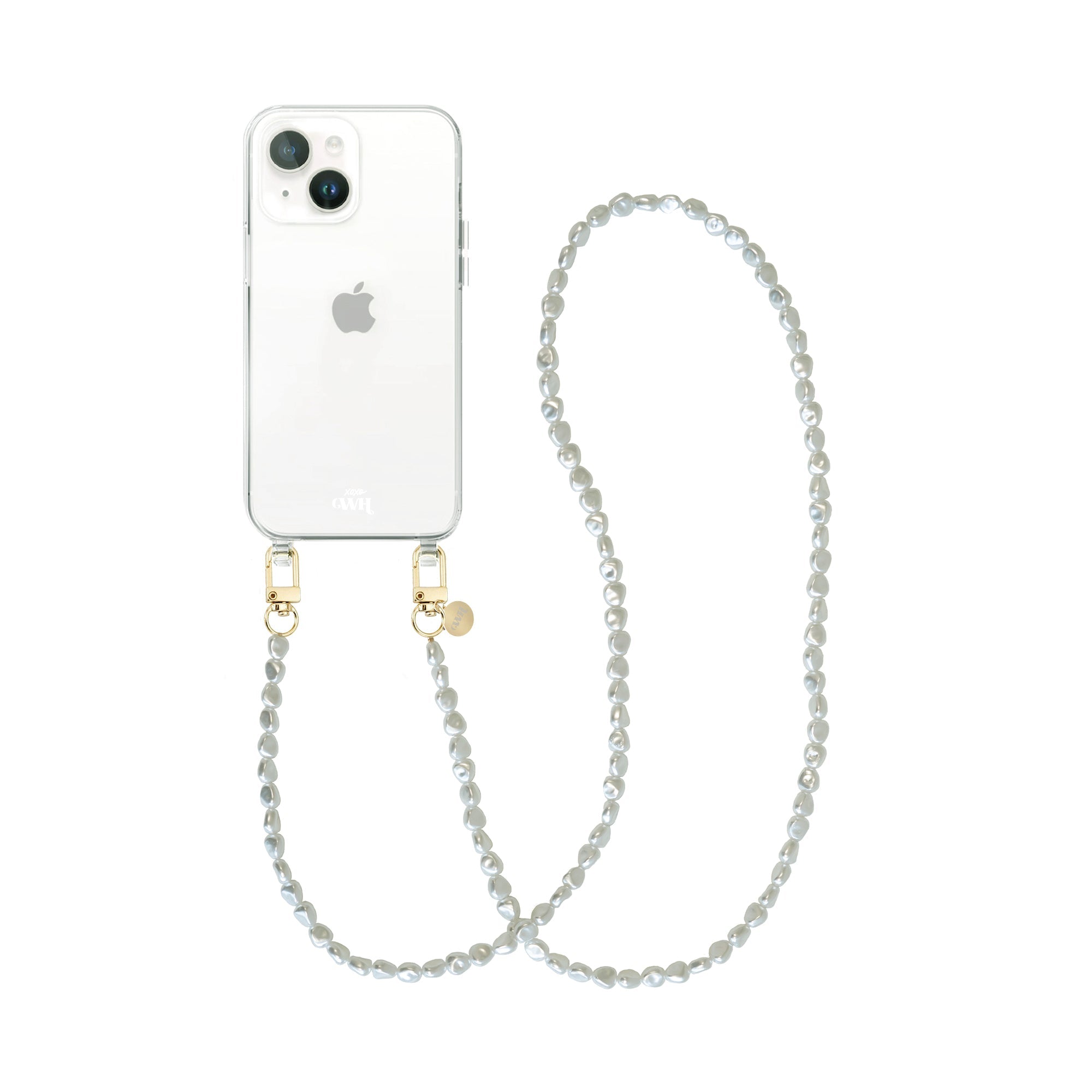 xoxo Wildhearts - iPhone 14 Plus - Pearlfection Transparant Cord Case - Long cord