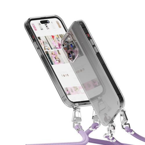 xoxo Wildhearts - iPhone 14 Pro Max - Wildhearts Transparante case + paarse koord