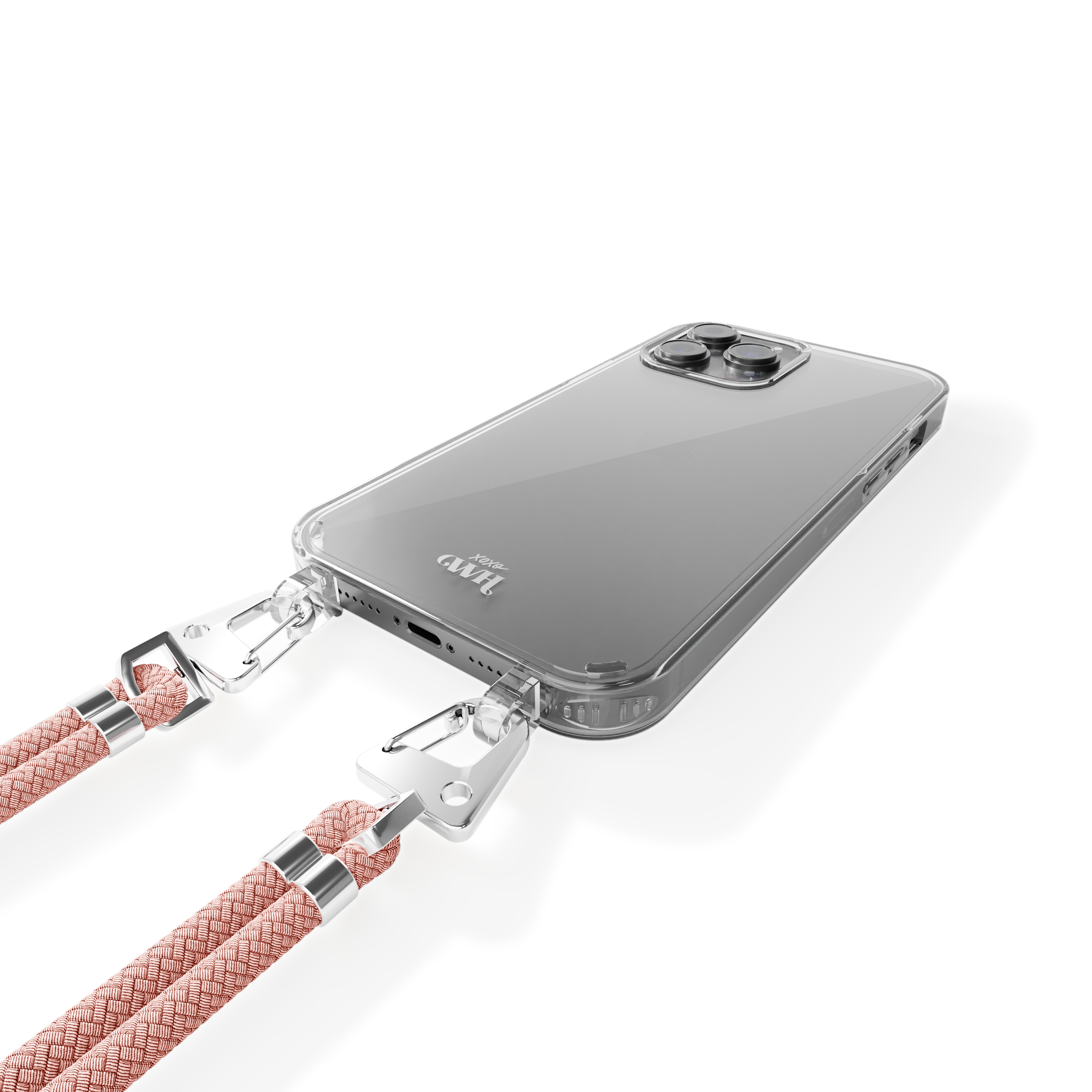 xoxo Wildhearts - iPhone 14 Pro - Wildhearts Transparante case + roze koord