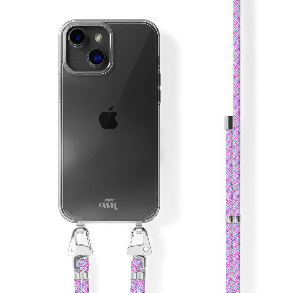 xoxo Wildhearts - iPhone 14 - Purple Fever Transparant Cord Case