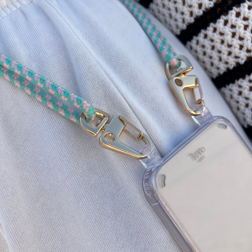 xoxo Wildhearts - iPhone 15 Plus - Aqua Pink Transparant Cord Case