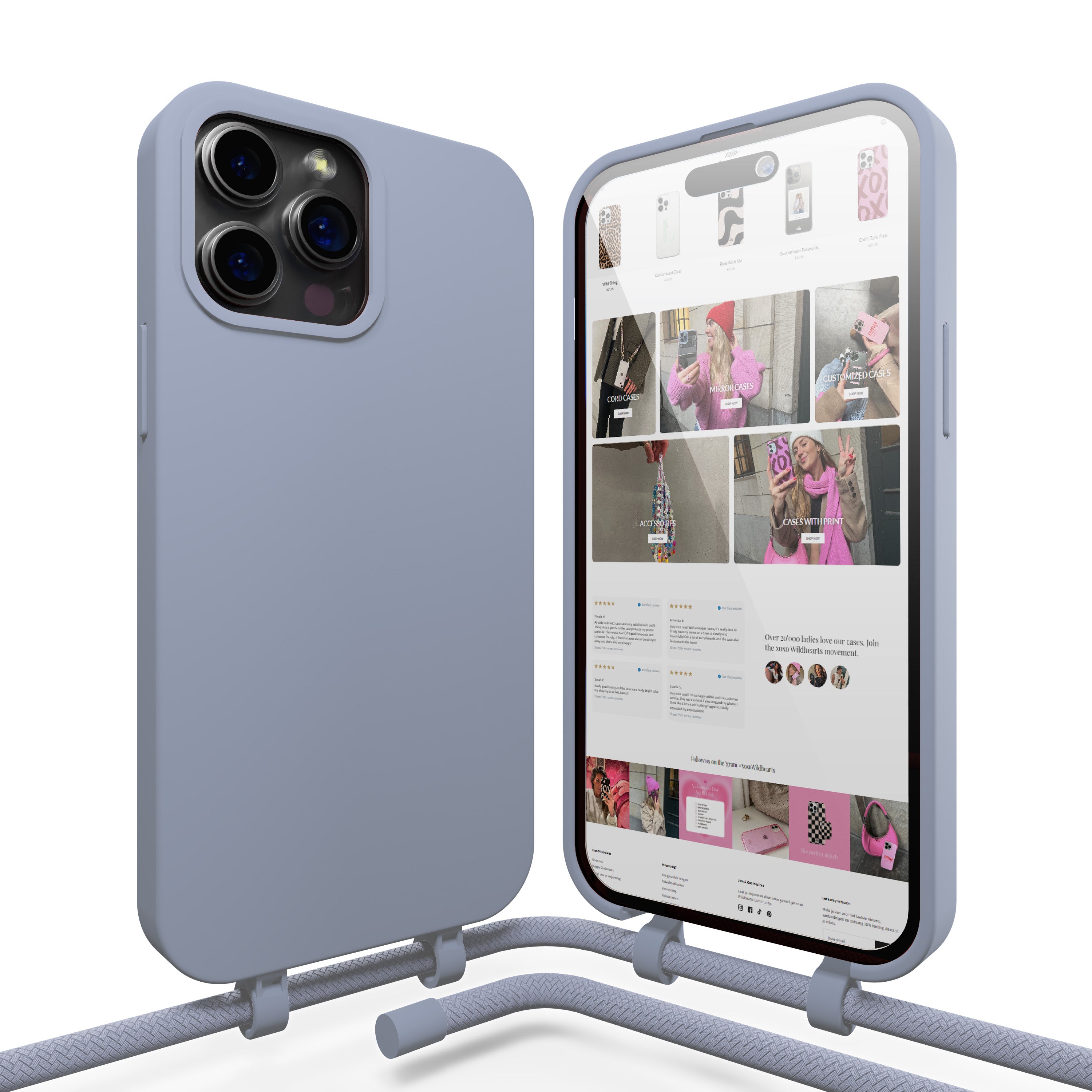 xoxo Wildhearts - iPhone 15 Pro - Ash Blue Cord Case