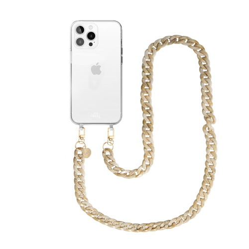 xoxo Wildhearts - iPhone 15 Pro Max - Cream Latte Transparant Cord Case - Long Cord