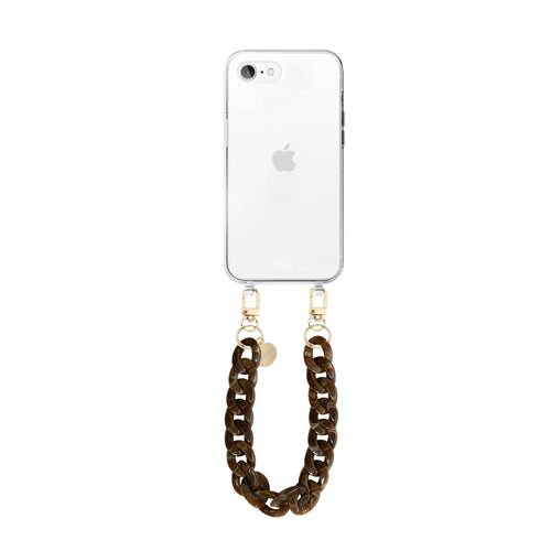 xoxo Wildhearts - iPhone 7/8 Plus - Brown Chocolate Transparant Cord Case - Short Cord