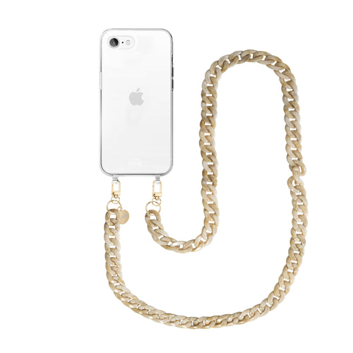 xoxo Wildhearts - iPhone 7/8 Plus - Cream Latte Transparant Cord Case - Long Cord