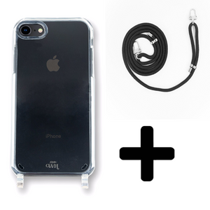 xoxo Wildhearts - iPhone 7/8/SE - Wildhearts Transparante case + Zwarte koord