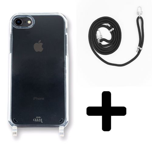 xoxo Wildhearts - iPhone 7/8/SE - Wildhearts Transparante case + Zwarte koord