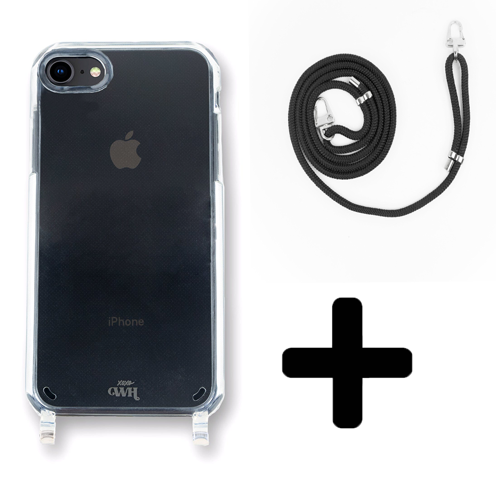 xoxo Wildhearts - iPhone 7/8/SE - Wildhearts Transparante case + Zwarte koord