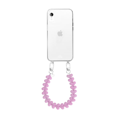 xoxo Wildhearts - iPhone XR - Funky Hearts (Pink) Transparant Cord Case