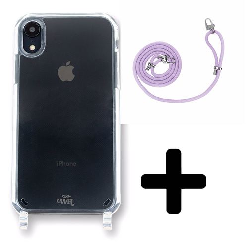 xoxo Wildhearts - iPhone XR - Wildhearts Transparante case + paarse koord