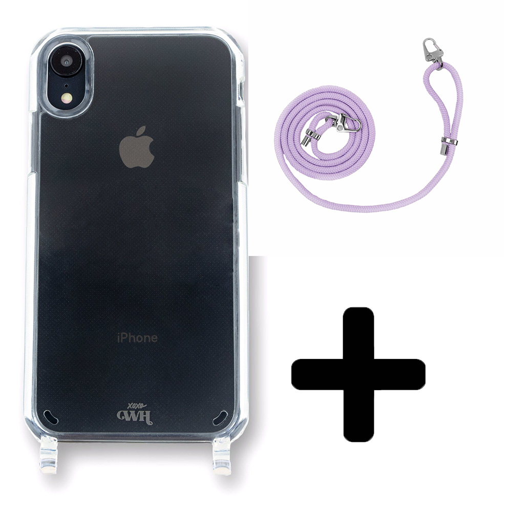 xoxo Wildhearts - iPhone XR - Wildhearts Transparante case + paarse koord