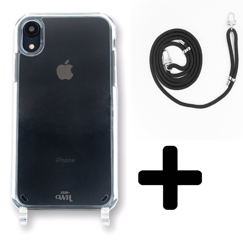 xoxo Wildhearts - iPhone XR - Wildhearts Transparante case + Zwarte koord