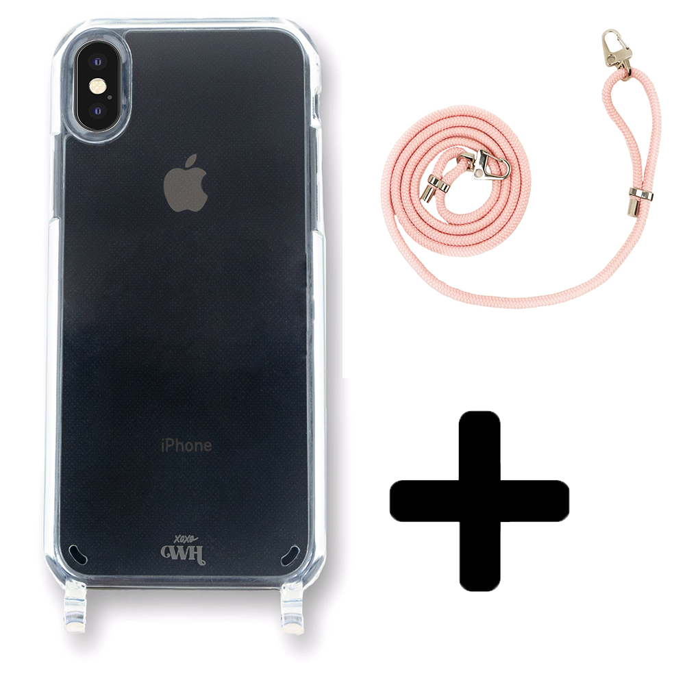xoxo Wildhearts - iPhone XS Max - Wildhearts Transparante case + roze koord