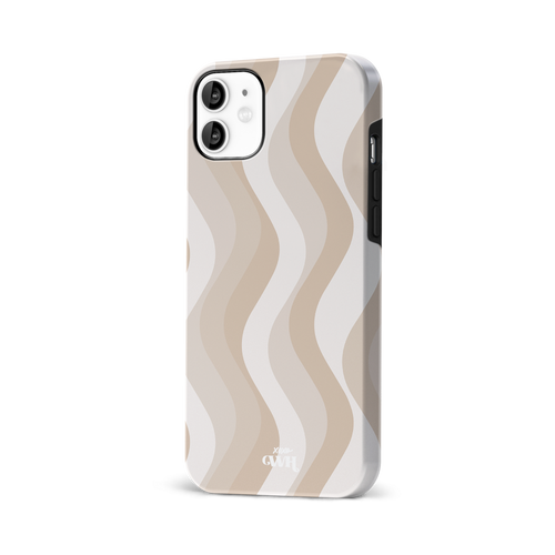 Minimal Nude iPhone 11 hoesje met golvend patroon in beige en witte tinten, glossy afwerking.