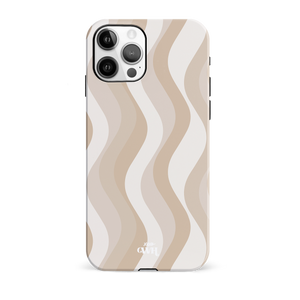 iPhone 11 Pro hoesje met golvend patroon in nude en beige tinten, glossy afwerking.