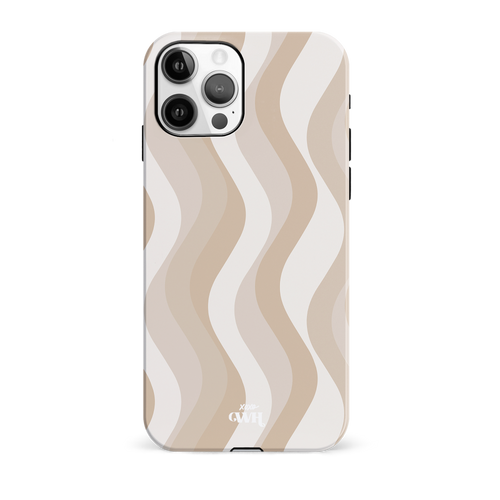 iPhone 11 Pro hoesje met golvend patroon in nude en beige tinten, glossy afwerking.