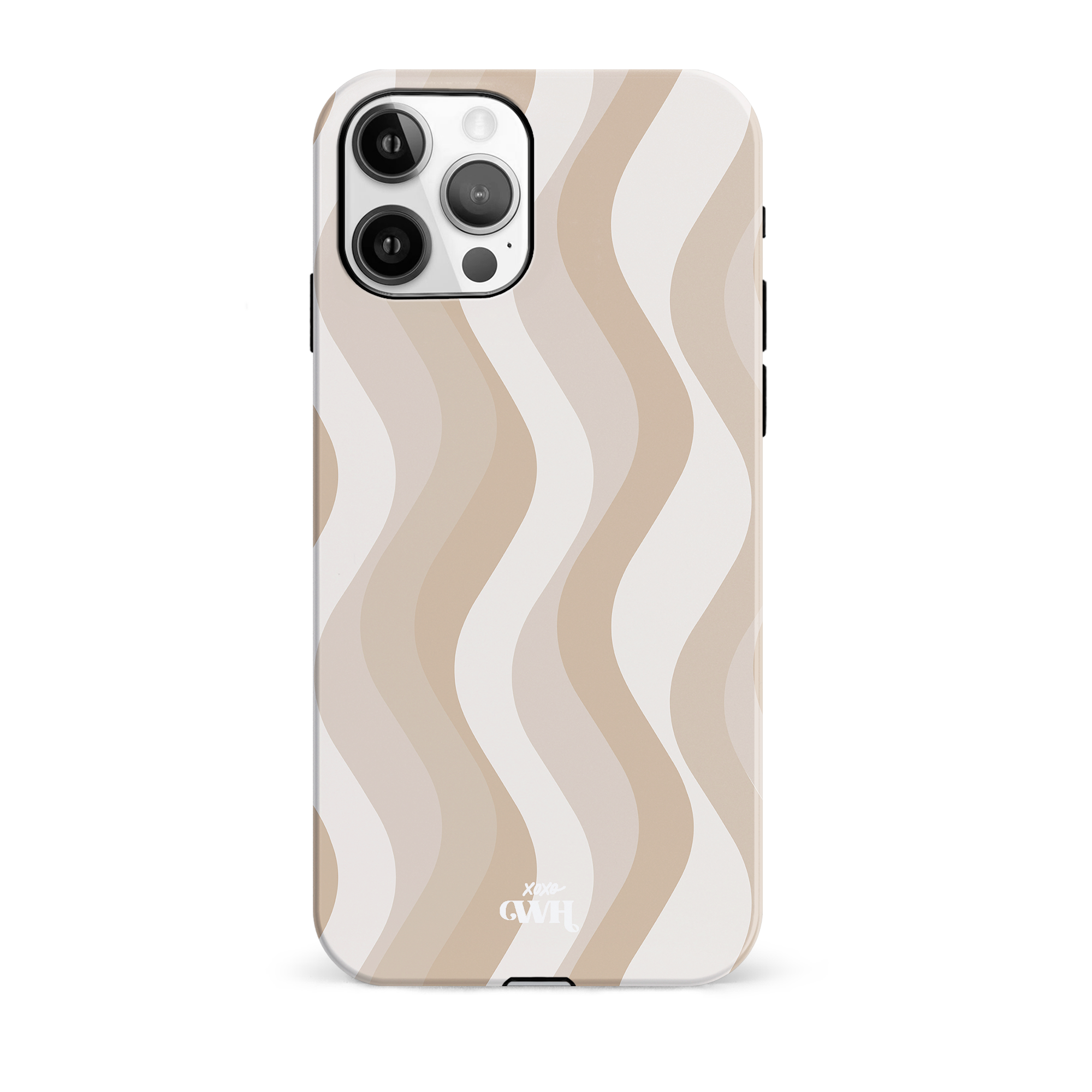 iPhone 11 Pro hoesje met golvend patroon in nude en beige tinten, glossy afwerking.