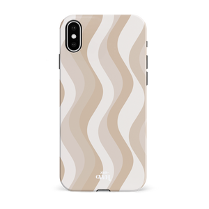 Minimal Nude iPhone X/XS hoesje met golvend patroon in beige en crème tinten, glossy afwerking.