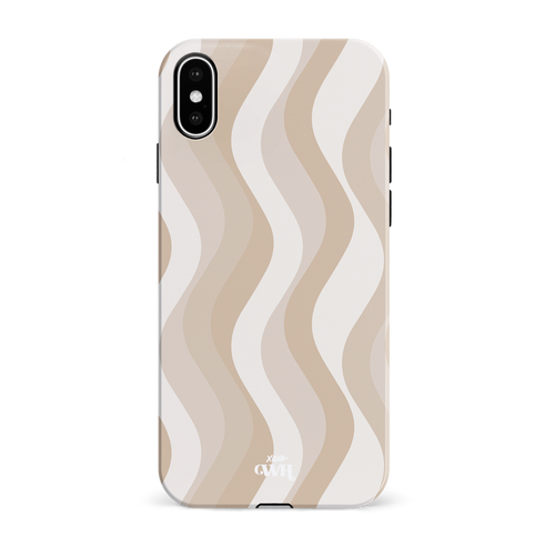 Minimal Nude iPhone X/XS hoesje met golvend patroon in beige en crème tinten, glossy afwerking.