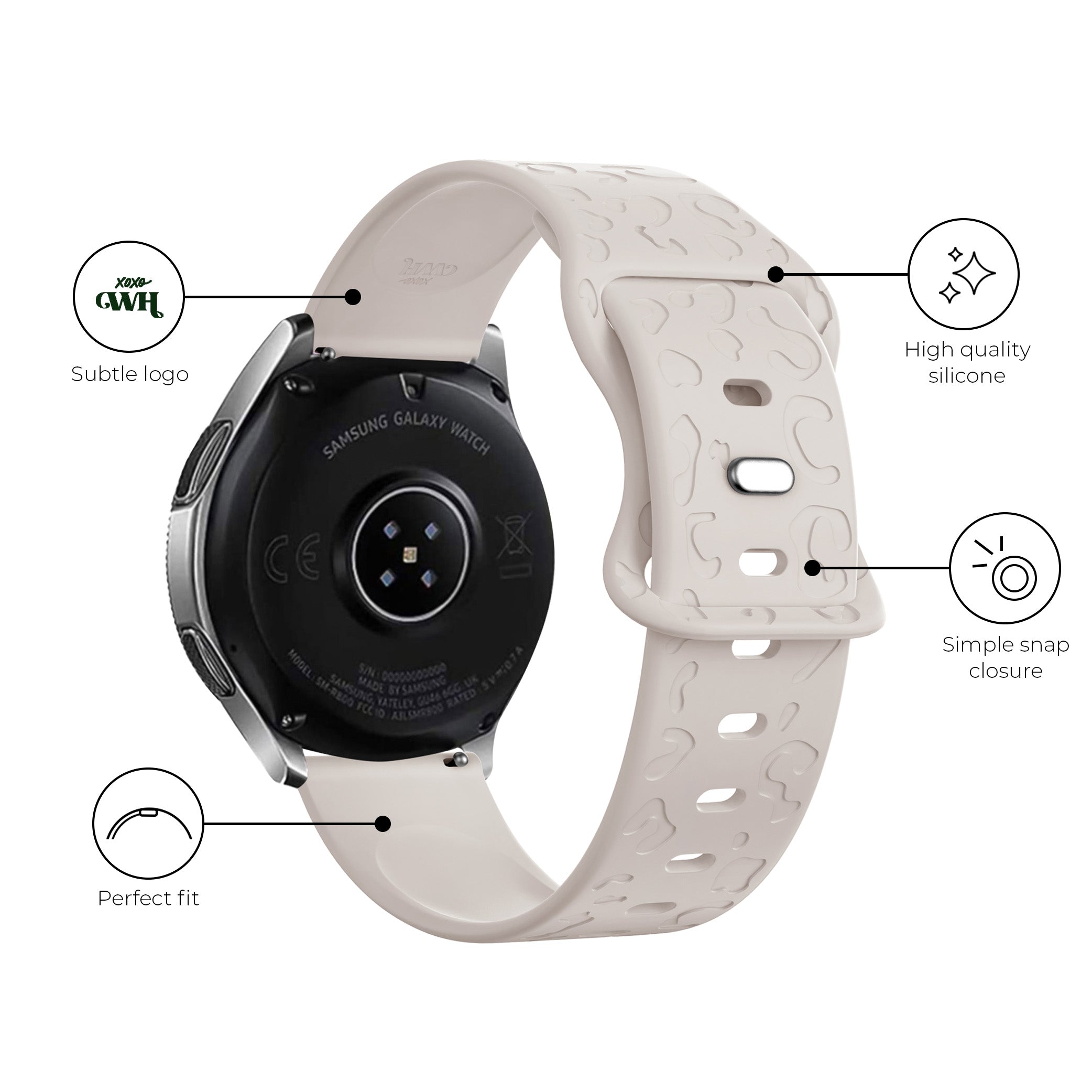 xoxo Wildhearts - Samsung Galaxy Watch Active 2 (40 & 44mm) siliconen bandje Leopard Print - starlight