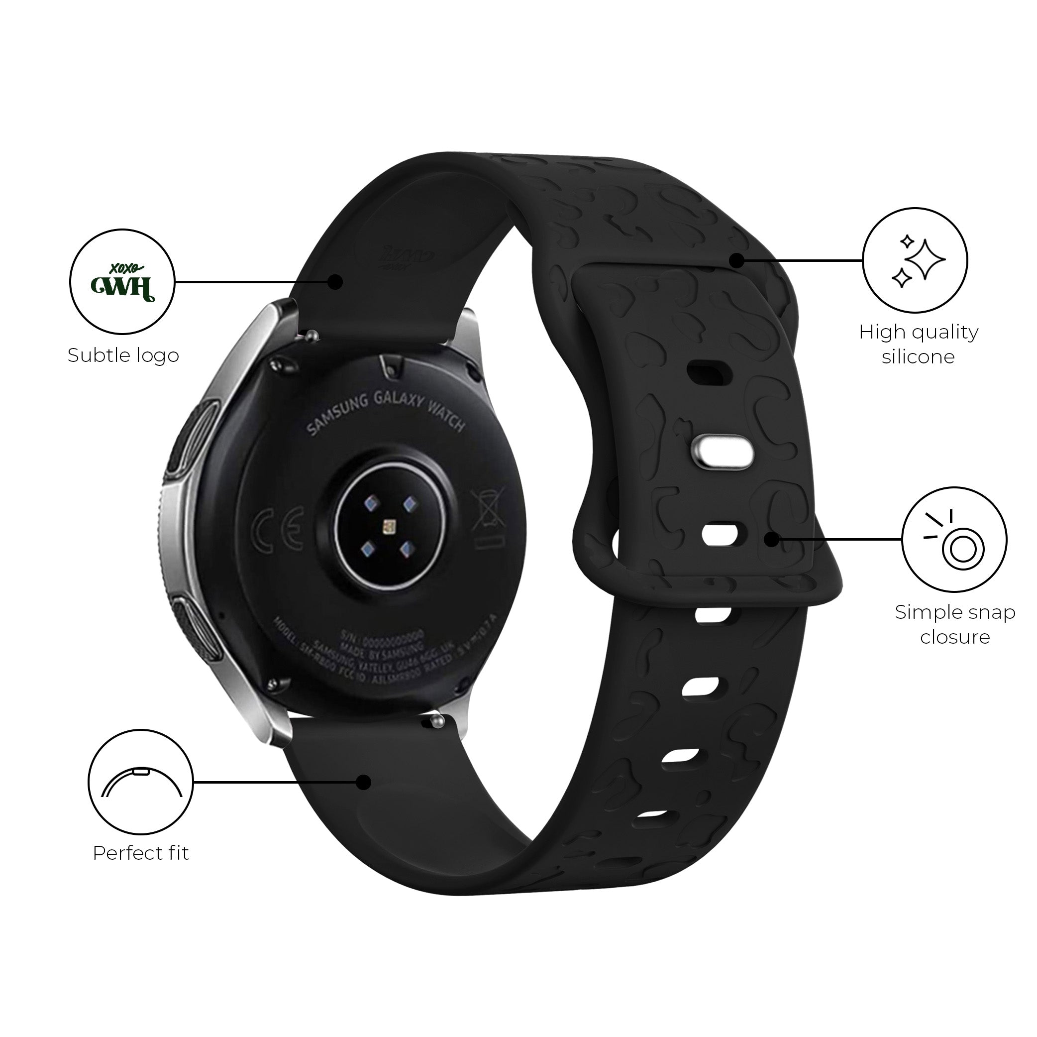 xoxo Wildhearts - Samsung Galaxy Watch Active (39mm) siliconen bandje Leopard Print - black